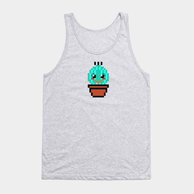 Happy Pixel Art Cactus Tank Top by Contentarama